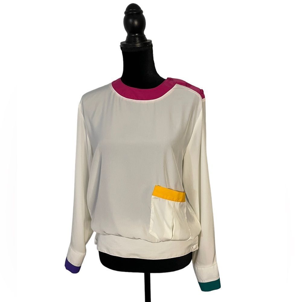 Vintage color blocked slouchy blouse.